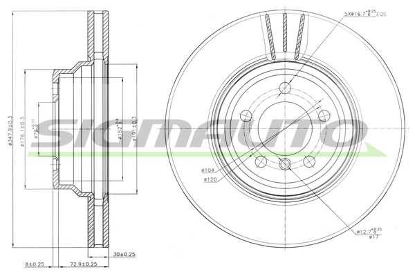 SIGMAUTO féktárcsa - DBB701V - TothCarparts