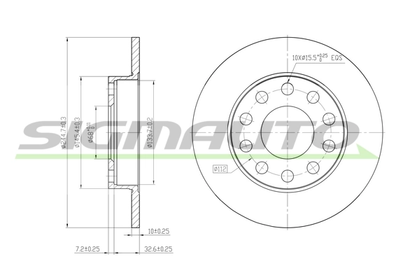 SIGMAUTO féktárcsa - DBB709S - TothCarparts