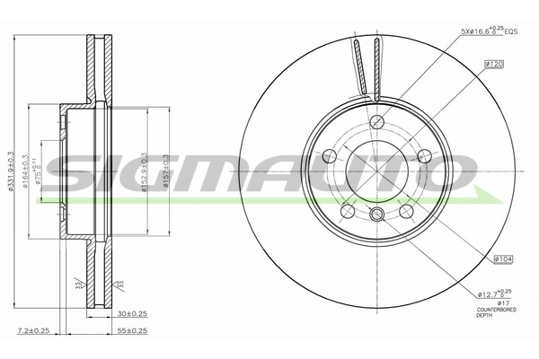 SIGMAUTO féktárcsa - DBB714V - TothCarparts