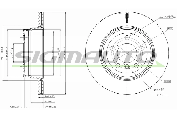 SIGMAUTO féktárcsa - DBB715V - TothCarparts