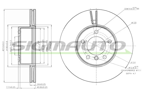SIGMAUTO féktárcsa - DBB717V - TothCarparts