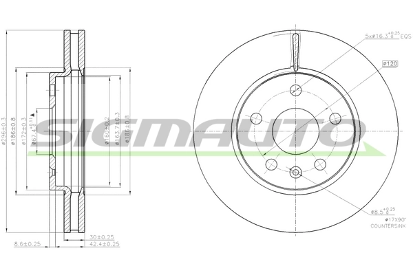SIGMAUTO féktárcsa - DBB721V - TothCarparts