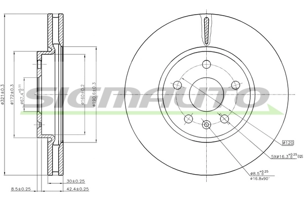 SIGMAUTO féktárcsa - DBB722V - TothCarparts