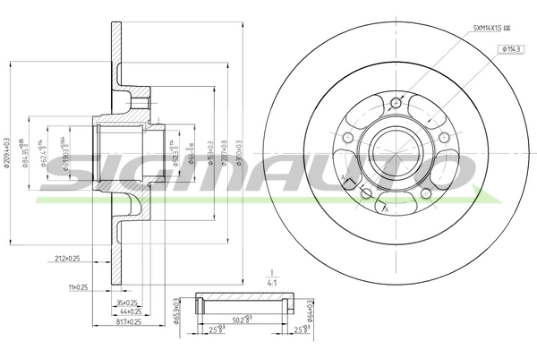 SIGMAUTO féktárcsa - DBB725S - TothCarparts