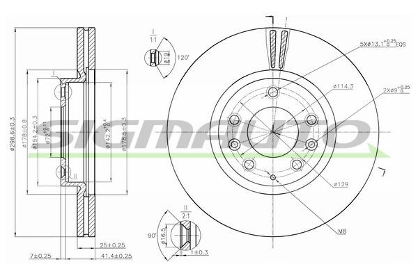 SIGMAUTO féktárcsa - DBB739V - TothCarparts