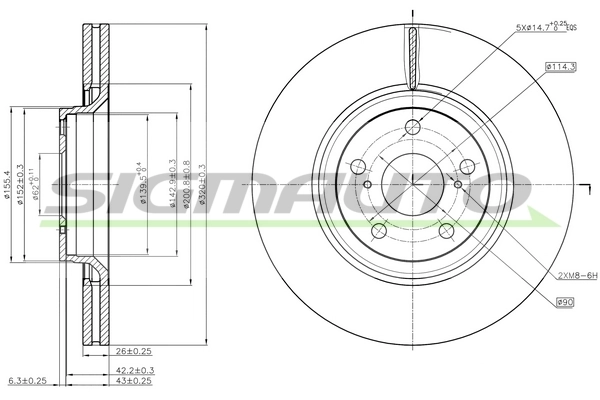 SIGMAUTO féktárcsa - DBB754V - TothCarparts