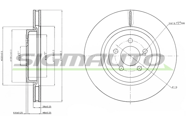 SIGMAUTO féktárcsa - DBB765V - TothCarparts