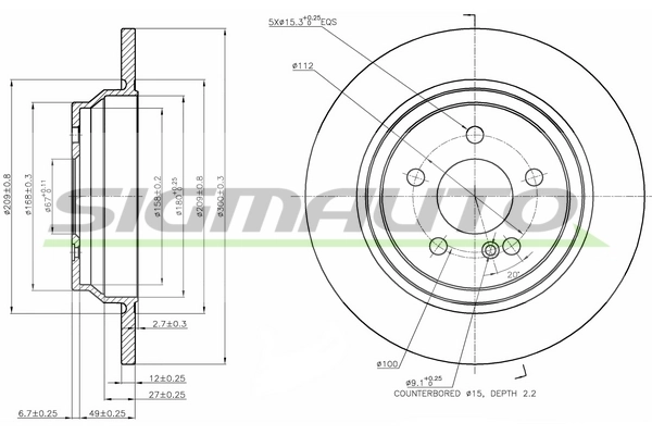 SIGMAUTO féktárcsa - DBB770S - TothCarparts