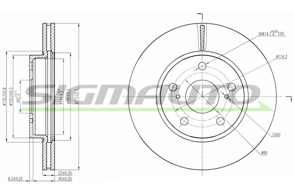 SIGMAUTO féktárcsa - DBB789V - TothCarparts