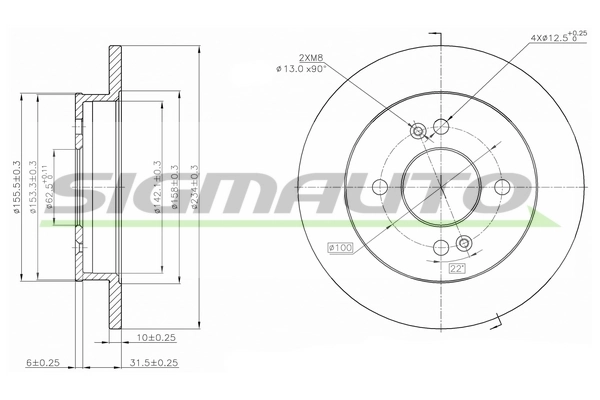 SIGMAUTO féktárcsa - DBB793S - TothCarparts