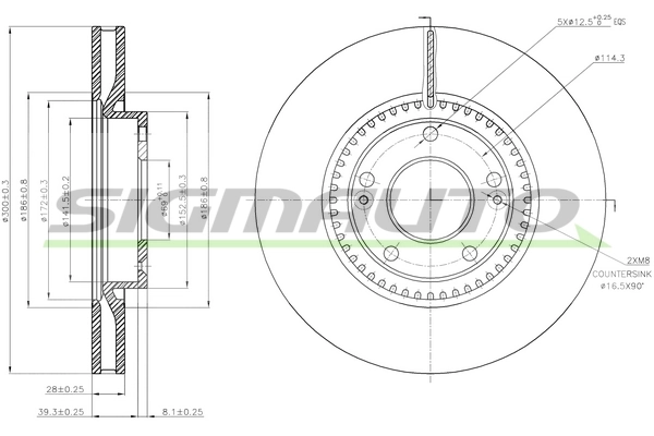SIGMAUTO féktárcsa - DBB795V - TothCarparts