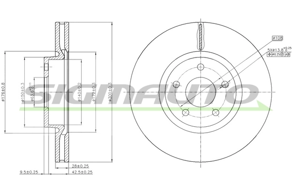 SIGMAUTO féktárcsa - DBB835V - TothCarparts