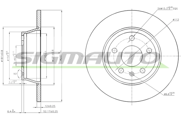 SIGMAUTO féktárcsa - DBB848S - TothCarparts