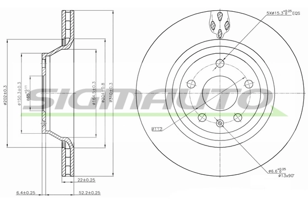 SIGMAUTO féktárcsa - DBB849V - TothCarparts