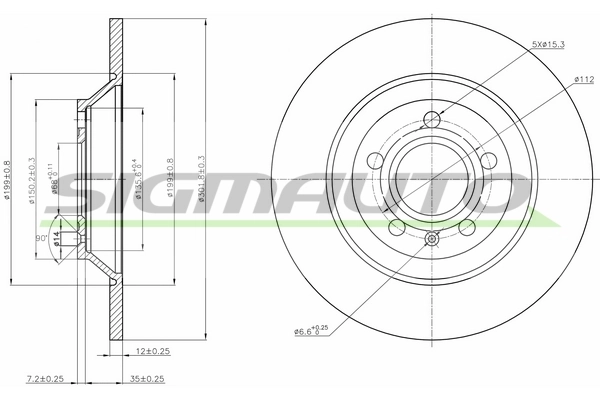 SIGMAUTO féktárcsa - DBB850S - TothCarparts