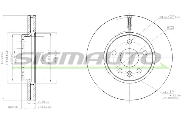 SIGMAUTO féktárcsa - DBB869V - TothCarparts