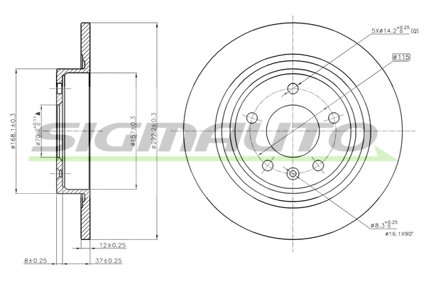 SIGMAUTO féktárcsa - DBB871S - TothCarparts