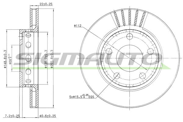 SIGMAUTO féktárcsa - DBB887V - TothCarparts