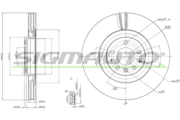 SIGMAUTO féktárcsa - DBB909V - TothCarparts