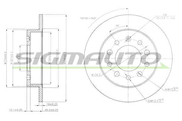 SIGMAUTO féktárcsa - DBB955S - TothCarparts