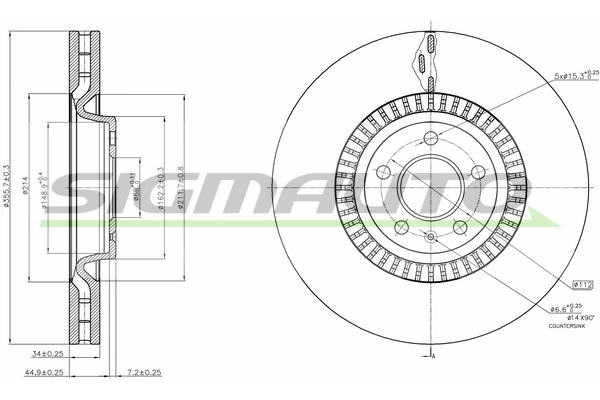SIGMAUTO féktárcsa - DBB987V - TothCarparts