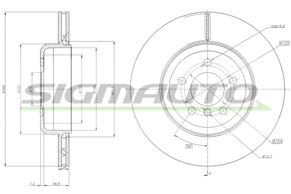 SIGMAUTO féktárcsa - DBC037V - TothCarparts