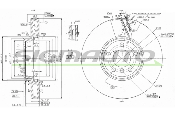 SIGMAUTO féktárcsa - DBC043VRD - TothCarparts