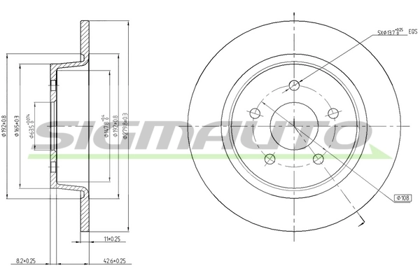 SIGMAUTO féktárcsa - DBC058S - TothCarparts
