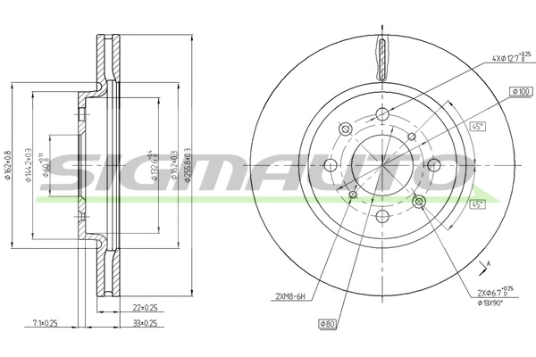 SIGMAUTO féktárcsa - DBC070V - TothCarparts