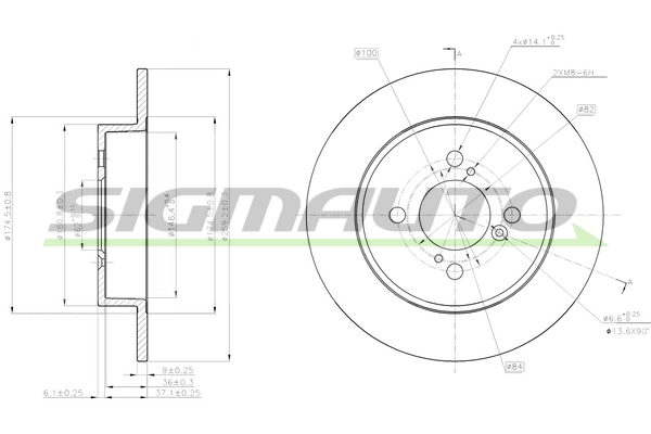 SIGMAUTO féktárcsa - DBC071S - TothCarparts