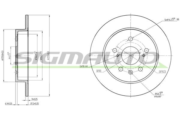 SIGMAUTO féktárcsa - DBC075S - TothCarparts