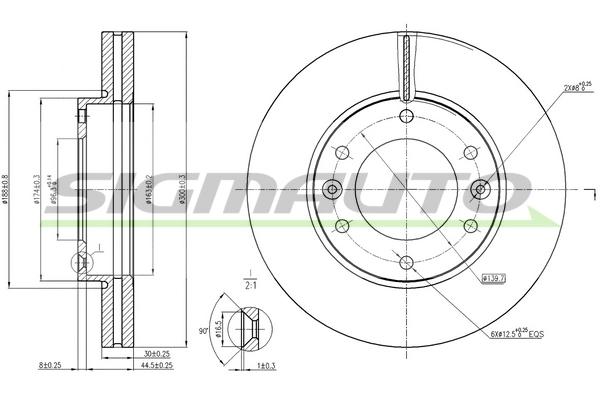 SIGMAUTO féktárcsa - DBC111V - TothCarparts