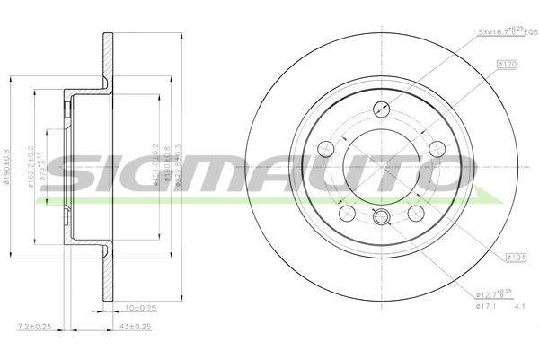 SIGMAUTO féktárcsa - DBC123S - TothCarparts