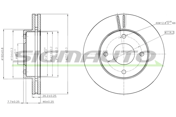 SIGMAUTO féktárcsa - DBC134V - TothCarparts