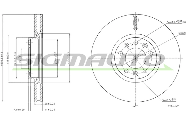 SIGMAUTO féktárcsa - DBC156V - TothCarparts