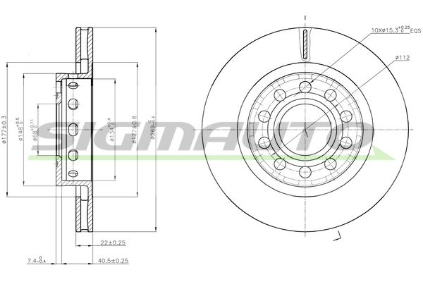 SIGMAUTO féktárcsa - DBC181V - TothCarparts