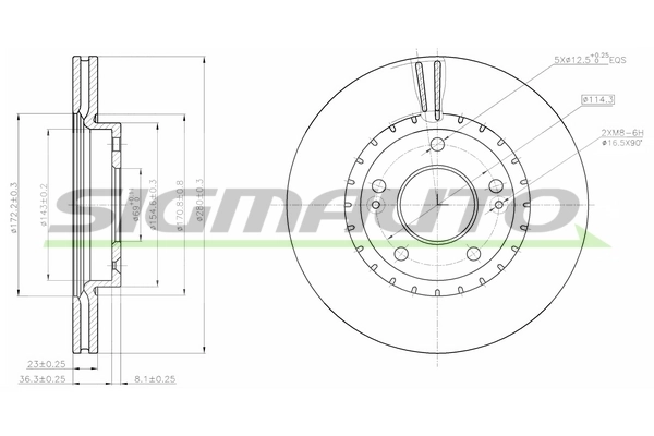 SIGMAUTO féktárcsa - DBC187V - TothCarparts