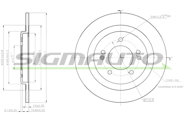 SIGMAUTO féktárcsa - DBC200S - TothCarparts