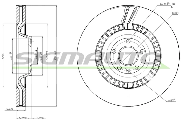 SIGMAUTO féktárcsa - DBC222V - TothCarparts