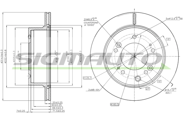 SIGMAUTO féktárcsa - DBC285V - TothCarparts