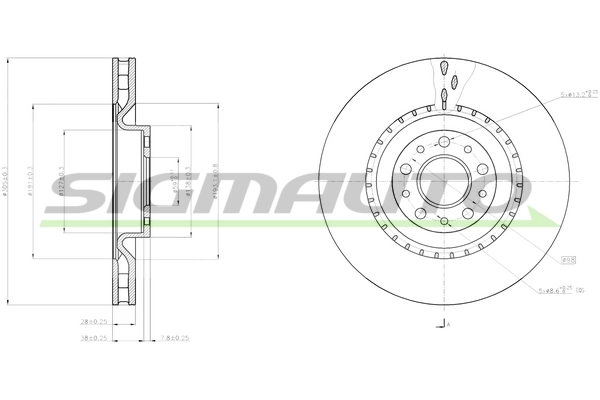 SIGMAUTO féktárcsa - DBC289V - TothCarparts