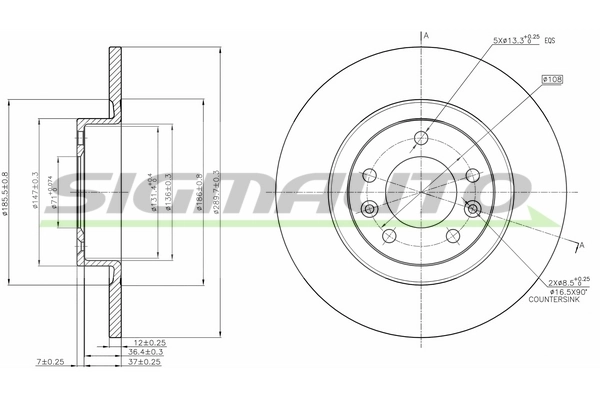 SIGMAUTO féktárcsa - DBC297S - TothCarparts