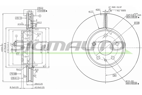 SIGMAUTO féktárcsa - DBC337V - TothCarparts