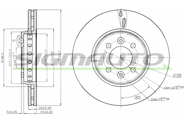 SIGMAUTO féktárcsa - DBC350V - TothCarparts