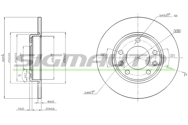 SIGMAUTO féktárcsa - DBC406S - TothCarparts