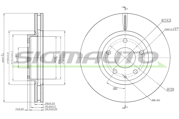 SIGMAUTO féktárcsa - DBC463V - TothCarparts