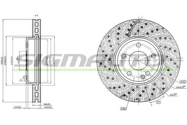 SIGMAUTO féktárcsa - DBC464V - TothCarparts