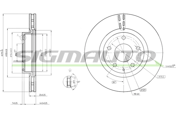 SIGMAUTO féktárcsa - DBC465V - TothCarparts