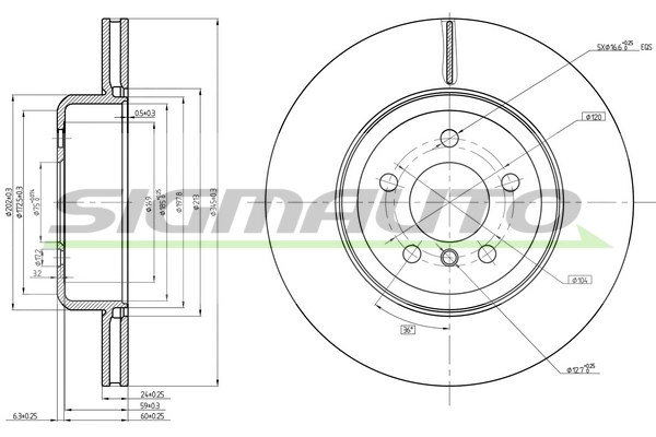 SIGMAUTO féktárcsa - DBC480V - TothCarparts