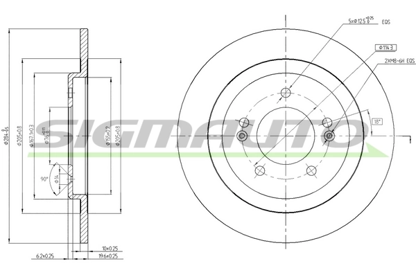 SIGMAUTO féktárcsa - DBC482S - TothCarparts